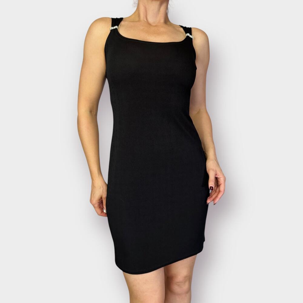 90s Onyx Nite‎ Black Dress with Jewel Accents Size 6